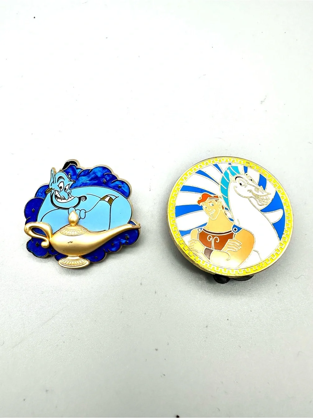 Disney Trading Pin Lot Genie Aladdin Hercules Pegasus Enamel Gold Tone 2 Piece
